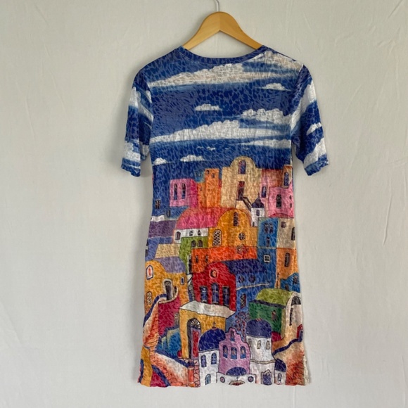 NEWPORT by Carine Size Small Short Sleeve Art to Wear Burnout Tee Shirt Dress - Picture 5 of 8